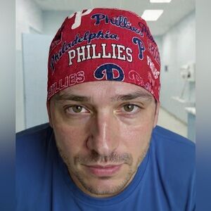 Red Scrub Cap With Team Logo